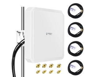 Maswell 4G LTE 5G Antenna, 10dBi High Gain 4X4 MIMO External Antenna, 600-8000MHz for 4G LTE 5G NR UWB Routers & Gateways for Vodafone O2 Three EE, WiFi 7 Ready, SMA-Male/TS9/RP-SMA (Full Kit)
