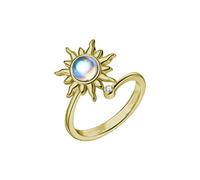 MasYosh Bagues Fidget en argent pour femmes, bague ouverte réglable, bague fleur de soleil en acier inoxydable, jouet bague anti-stress, cadeau pour femme maman petite amie