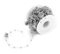 MasYosh Chaîne de Perles en Ruban Rose, Longueur 10 M (Argent)