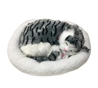 MasYosh Chat Réaliste Endormi avec Fonction de Respiration et Tapis, Peluche Douce d’Animal Domestique, Jouet Interactif pour Enfants et Décoration Maison, Idée Cadeau pour Amoureux des (D)