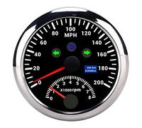 MasYosh Compteur de Vitesse GPS 85 Mm, Tachymètre à Moteur Pas à Pas avec Lunette en Acier Inoxydable étanche IP67, écran LCD Rétro-éclairage Rouge pour Voiture, Bateau, Camping-car ((Noir CX8193))