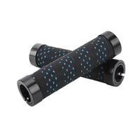 MasYosh Ensemble de Poignées de Guidon de Vélo, Poignée Confortable en PU Antidérapante à Double Verrouillage avec Texturée pour Vélo de Montagne, 22,2 Mm (Noir avec base bleue)