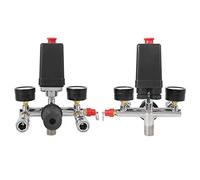 MasYosh Ensemble de Support de Compresseur D'air, Régulateur de Collecteur de Soupape de Commande de Pression avec Deux Manomètres Chromés, pour des Performances Stables et une Longue