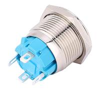 MasYosh Interrupteur de Bouton-Poussoir de 19 Mm, IP65 en Acier Inoxydable, 12 24 VDC Argent avec Lumière, pour Une Commande d'alimentation Normalement Ouverte (Blanc)