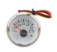 MasYosh Jauge de Voltmètre de 52 Mm, Compteur de Tension à Pointeur électrique Universel avec Cadran Blanc et Lunette Argentée pour Bateau RV DC9 32 V