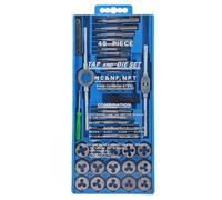 MasYosh Jeu de Tarauds et Filières 40 Pièces, Outils de Filetage en Acier au Carbone avec clé à Percussion Réglable pour Réparer les Filetages, Transport Inclus