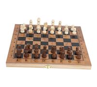 MasYosh Jeu D'échecs en Bois Pliable Multifonctionnel 3 en 1, Ensemble de Backgammon de Dames Portables avec Conception de Rangement, Jouet éducatif de Voyage pour Enfants et Adultes