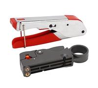 MasYosh Kit de Sertissage de Câble Coaxial, Lames à Dénuder Réglables avec Connecteur à Compression de Haute qualité, pour Connecteurs RG59 RG6 F, Câblage Haut Débit D'antenne TV