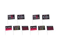 MasYosh Lot de 10 drapeaux de jardin droits des femmes, drapeaux de décoration de protestation en polyester avec 10 mâts, pour terrasses et défilés (30 x 20 cm)