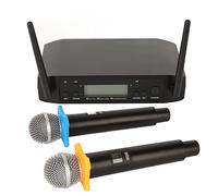 MasYosh Microphone Wi-Fi UHF professionnel sans fil avec réception de signal longue distance de 30 à 50 m et tête en treillis métallique pour spectacles de scène de DJ (prise européenne)