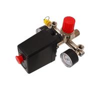 MasYosh Pressostat de Compresseur D'air, Kit de Valve de Contrôle Automatique de Pression avec Baromètre et Bouton de Valve, en Alliage de Zinc et Laiton, pour Compresseur D'air 0,5-0,8