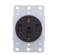 MasYosh Prise de Courant Encastrée 50 A, Prise de Courant Encastrée à 3 Pôles et 4 Fils avec Panneau en Acier et Contacts en Laiton, pour Générateur, Chargeur de Véhicule électrique,