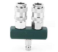 MasYosh Raccord Rapide Américain de 1/4 Pouces, Raccord de Compresseur D'air Droit à 2 Voies avec Vanne Réglable, pour Outils Pneumatiques et Systèmes Pneumatiques