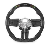 MasYosh Volant en Fibre de Carbone avec Feux de Changement de Vitesse LED et écran LCD, Design de Course à Fond Plat, Lumière de Changement de Vitesse RVB Réglable, Détection de Vitesse