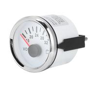 MasYosh Voltmètre 52 Mm 9-32 V, Lunette en Acier Inoxydable avec Rétroéclairage Rouge avec Verre Antibuée, pour Bateau, Voiture, Camion, Moto, VTT, Générateur (Cadran Blanc Couvercle argenté)