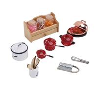 Masyrt Accessoires miniatures pour maison de poupée - Kit de cuisine en bois de tilleul - Rangement d'étagère 1:12 avec pot de rangement pour ustensiles