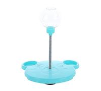Masyrt Distributeur de nourriture pour chat - Jouet en plastique en forme d'ours - Nourriture qui fuit - Jouet avec plume - Bleu