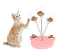 Masyrt Distributeur de nourriture pour chat - Jouet en plastique en forme d'ours - Nourriture qui fuit - Jouet avec plume - Rose