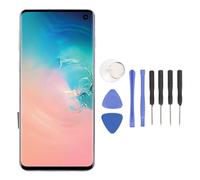Masyrt Écran LED Organique de 6,1 Pouces pour S10 avec Cadre numériseur de Montage et kit d'outils de réparation - Ensemble d'outils de Remplacement d'écran de téléphone (Argent)