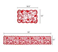 Masyrt Ensemble de Chemin de Table en Forme de Cœur en Dentelle, Lot de | Décoration de Table de Saint-Valentin pour Table Basse de Salle à Manger, Sets de Table en Dentelle Tricotée avec Bords