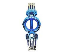 Masyrt Épée lumineuse rétractable à double extrémité, flamboyante à double lame rotative, sabre à double tranchant, sabre rotatif avec lumières LED colorées (bleu)