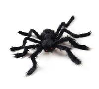 Masyrt Fausse Araignée Géante Halloween Posable Posable Solie Spider Effrayante Poilue avec Les Yeux Rouges, Corps à Fourrure pour la Maison de Cour, Décorations Réalistes et (200 cm)