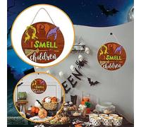 Masyrt Halloween Witch en Bois Suspendu en Bois, Un Panneau de Bienvenue de Porte D'entrée Durable pour la Maison de Fête Extérieure, avec Design D'élément Classique, Idéal pour Le (Stéréo)