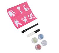 Masyrt Kit de Tatouage à Paillettes, Poudre de Paillettes de 4 Couleurs, Pinceaux, Modèles, sans Danger pour les Adultes et les Enfants, Maquillage Facile à Appliquer pour Halloween,