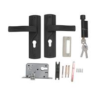 Masyrt Levier de serrure de porte - Ensemble de serrures en acier au manganèse - Roulement silencieux - Universel - Avec clés - Pour la maison, la chambre à coucher - Noir