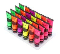 Masyrt Lot de 24 peintures à pigments lumineux pour le visage - 10 ml - Pour les activités des fans de la Coupe de la Coupe du Monde, maquillage d'Halloween sûr et non toxique avec effet lumineux néon