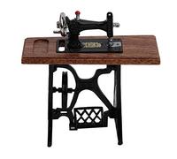 Masyrt Machine à coudre à l'échelle 1/12, table de machine à coudre miniature vintage avec tissu et ciseaux pour maison de poupée à l'échelle 1:12, collection exquise, beau design, jeu de rôle