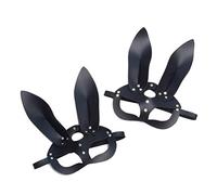 Masyrt Masque à Mascarade, Masque D'Oreilles de Lapin D'Halloween, Ajustement des Masques de Lapin Adultes de Pute Noir avec Oreilles Sexy Half Face Eyemask pour Costume Costume (Noir)