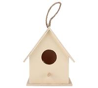 Masyrt Nichoir inachevé à peindre pour les observateurs d'oiseaux avec perche, cabane en bois - Inachevé - Nidification en plein air - Art du bois pour filles et garçons (grande taille avec corde de