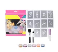 Masyrt Poudre de Paillettes de Visage Brillant, 6 Couleurs Enfants Face Corps Makeup Makeup Nail Art Powder avec des Pinceaux et des Modèles, une Colle Non Toxique écologique pour les