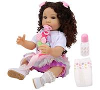 Masyrt Poupée réaliste de nouveau-né avec cheveux bouclés, poupée de fille, accompagne enfant, jouet, cadeau, flexible, peut être utilisée comme cadeau avec yeux en acrylique