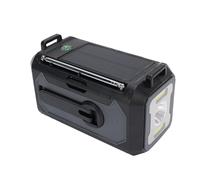 Masyrt Radio de Manivelle Solaire de 12 000mAh Radio à Main avec L'indicateur de Batterie, Radio Portable AM FM WB, SOS, Compass, Banque d'alimentation, Lampe de Poche