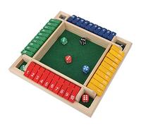 Masyrt Shut The Box Jeu de société en bois, jeu de dés classiques pour 4 joueurs, jeu de société en bois, jeu de voyage familial traditionnel pour enfants et adultes, jeu amusant