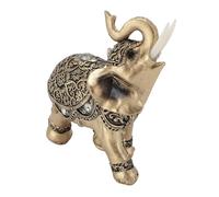 Masyrt Statue d'éléphant, richesse et porte-bonheur, élégante sculpture en résine dorée pour la décoration à la maison, au bureau ou à l'hôtel, avec symbole Feng Shui (M 25,5 cm (diamètre 25,5 cm)