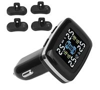 Masyrt Système D'alarme de Surveillance de la Pression des Pneus avec Allume-Cigare TPMS Intelligent avec 4 Capteurs Internes, Surveillance et Avertissement en Temps Réel pour Les