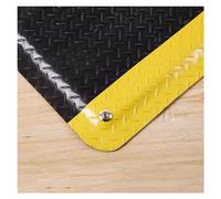 Mat anti-Fatigue with Yellow Border, 0,8 in Thick, for Industrial Sites, Warehouses, Workshops, Black, 90 x 150 cm/35,4 x 59,1 in