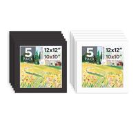 Mat Board Center Lot de 10 sous-plans prédécoupés 30,5 x 30,5 cm pour photos/impressions de 25,4 x 25,4 cm - Sans acide, coupe biseautée, noyau blanc, épaisseur 4 plis (blanc et noir)