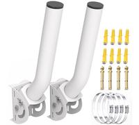 Mât d'antenne Universel pour antennes de télévision/Satellite/Radio/Wi-FI - Support d'installation sur Poteau et Mural réglable (Blanc - Paquet de deux)