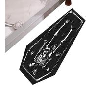 Mat de Bain du crâne - Décor Gothique de Tapis de crâne, crânes Halloween Salle de Salle de Bain - décoration Noire Goth pour Chambre de Cuisine, Tapis de Cercueil