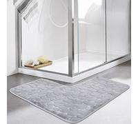Mat de Bain en L, 80x80 cm de Galet de Galet de Galet de Tapis de Coin Doux sans Glissement, Tapis de Bain Absorbant à Eau pour Douche carrée, Baignoire, Salle de Bain