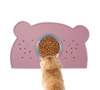 Mat de bol pour chien, tapis d'eau de chien - Arêtes surélevées Cat Feeder Pad - Taft en silicone sans glissement lavable, plateau en forme d'ours à l'épreuve des déversements pour chaton de chiot, pl