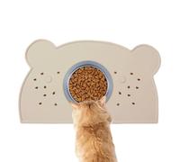 Mat de Bol pour Chien, Tapis d'eau de Chien - Arêtes surélevées Cat Feeder Pad - Tampon de Silicone Lavable Non glissé, Plateau en Forme d'ours à l'épreuve des déversements pour Manger, Alimentation