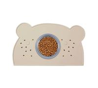 Mat de bol pour chien, tapis d'eau de chien | Mat d'alimentation du chat avec des bords surélevés | Tampon de silicone lavable non glissé, plateau en forme d'ours à l'épreuve des déversements pour man
