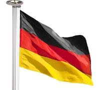 Mât de drapeau Brubaker 6 m en aluminium avec drapeau Allemagne et lumière solaire pour mât de drapeau - Mât de drapeau avec douille de sol + drapeau Allemagne + lumière solaire pour énergie avec 26 L