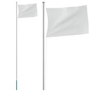Mât de drapeau divisible en aluminium - 6,08 m - Hauteur totale - Résistant aux intempéries - Argenté - Avec manchon de sol et enrouleur de corde - Pour jardin, balcon, terrasse, festival, fête