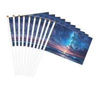 Mât de drapeau portable à imprimé ciel étoilé - Pour décoration d'événements - Utilisation polyvalente - Activités de groupe